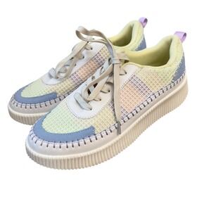 Nicole Miller New York Brita Woven Pastel Rainbow Platform Sneakers Size 9 NWOB